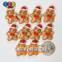 Gingerbread Man With Santa Hat Christmas Holiday Flatback Cabochons Decoden Charm 10 Pcs Playcode3