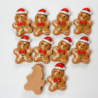 Gingerbread Man With Santa Hat Christmas Holiday Flatback Cabochons Decoden Charm 10 Pcs Playcode3