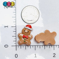 Gingerbread Man With Santa Hat Christmas Holiday Flatback Cabochons Decoden Charm 10 Pcs Playcode3