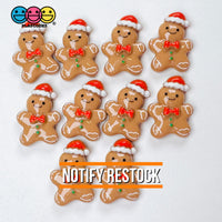Gingerbread Man With Santa Hat Christmas Holiday Flatback Cabochons Decoden Charm 10 Pcs Playcode3