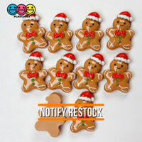 Gingerbread Man With Santa Hat Christmas Holiday Flatback Cabochons Decoden Charm 10 Pcs Playcode3