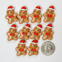 Gingerbread Man With Santa Hat Christmas Holiday Flatback Cabochons Decoden Charm 10 Pcs Playcode3
