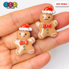 Gingerbread Man With Santa Hat Christmas Holiday Flatback Cabochons Decoden Charm 10 Pcs Playcode3