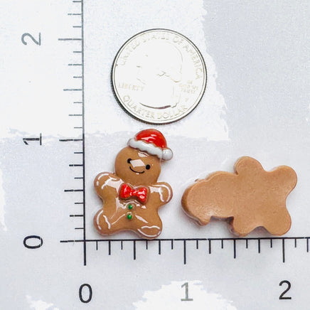 Gingerbread Man With Santa Hat Christmas Holiday Flatback Cabochons Decoden Charm 10 Pcs Playcode3