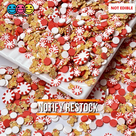 Gingerbread Mans Peppermint Paradise Fimo Fake Sprinkle Mix Christmas Funfetti 20 Grams