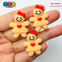 Gingerbread Woman With Heart Bow Christmas Holiday Flatback Cabochons Decoden Charm 10 pcs Charm