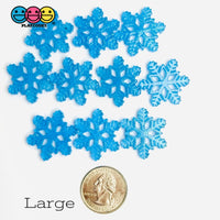 Glitter Snowflake White Blue Christmas Holiday Flatback Cabochons Decoden Charm 9/10 Pcs
