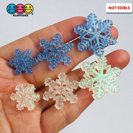 Glitter Snowflake Cabochons Winter Wonderland Charms Blue & White Christmas Holiday Flatback Cabochons Decoden Charm