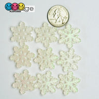 Glitter Snowflake White Blue Christmas Holiday Flatback Cabochons Decoden Charm 9/10 Pcs
