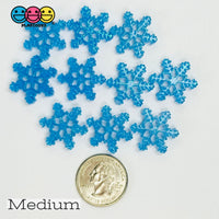 Glitter Snowflake White Blue Christmas Holiday Flatback Cabochons Decoden Charm 9/10 Pcs