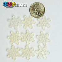 Glitter Snowflake White Blue Christmas Holiday Flatback Cabochons Decoden Charm 9/10 Pcs