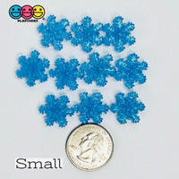 Glitter Snowflake White Blue Christmas Holiday Flatback Cabochons Decoden Charm 9/10 Pcs