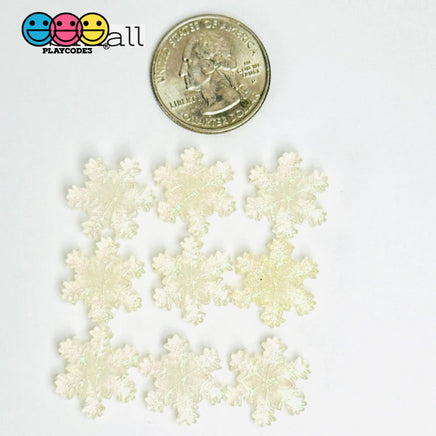 Glitter Snowflake White Blue Christmas Holiday Flatback Cabochons Decoden Charm 9/10 Pcs