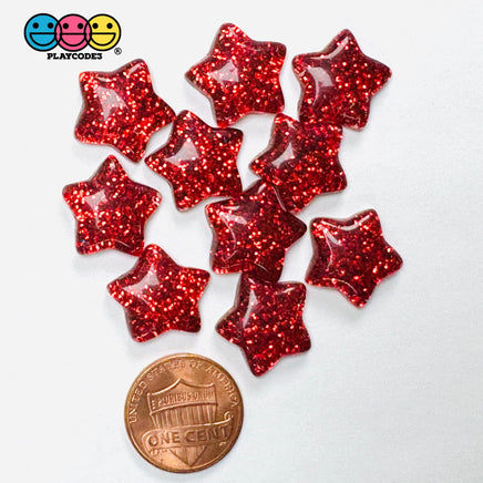 Glitter Star Christmas Charms Red 10pcs Penny Reference