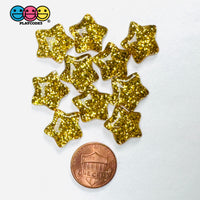 Glitter Star Christmas Charms Yellow 10pcs Penny Reference