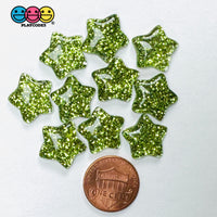 Glitter Star Christmas Charms Green 10pcs Penny Reference