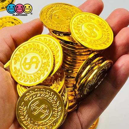 Gold Coins Fake Coin Currency Dollar Sign Charms Saint Patricks Day Cabochons 10 Pcs Charm
