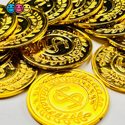 Gold Coins Fake Coin Currency Dollar Sign Charms Saint Patricks Day Cabochons 10 Pcs Charm