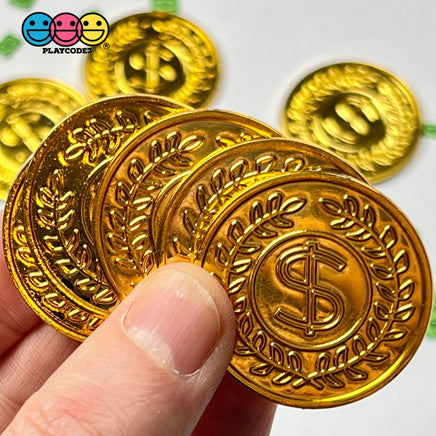 Gold Coins Fake Coin Currency Dollar Sign Charms Saint Patricks Day Cabochons 10 Pcs Charm