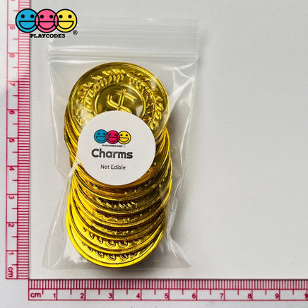 Gold Coins Fake Coin Currency Dollar Sign Charms Saint Patricks Day Cabochons 10 Pcs Charm