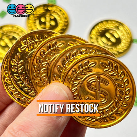 Gold Coins Fake Coin Currency Dollar Sign Charms Saint Patricks Day Cabochons 10 Pcs Charm