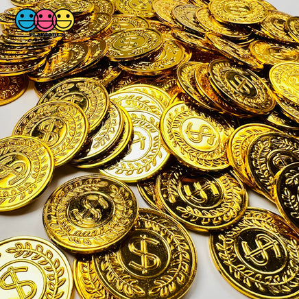 Gold Coins Fake Coin Currency Dollar Sign Charms Saint Patricks Day Cabochons 10 Pcs Charm