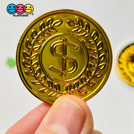 Gold Coins Fake Coin Currency Dollar Sign Charms Saint Patricks Day Cabochons 10 Pcs Charm