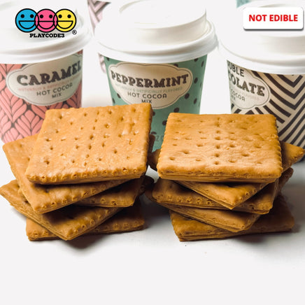 Graham Cracker Square Imitation Fake Food Prop Plastic Pvc 4/10 Pcs 10Pcs