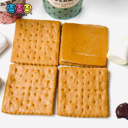 Graham Cracker Square Imitation Fake Food Prop Plastic Pvc 4/10 Pcs 4Pcs