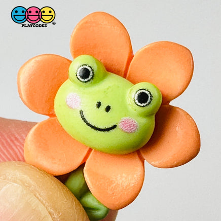 Green Frog Flower Easter Flatback Charms Cabochons Decoden Charm 10 Pcs Playcode3 Llc