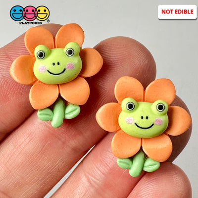 Green Frog Flower Easter Flatback Charms Cabochons Decoden Charm 10 Pcs Playcode3 Llc