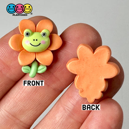 Green Frog Flower Easter Flatback Charms Cabochons Decoden Charm 10 Pcs Playcode3 Llc