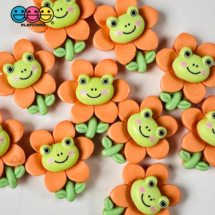 Green Frog Flower Easter Flatback Charms Cabochons Decoden Charm 10 Pcs Playcode3 Llc