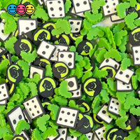 Green Ghost Bat & Dice Halloween Mix Fimo Fake Polymer Clay Sprinkles Jimmies Funfetti 10 Grams
