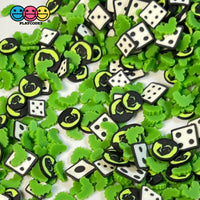 Green Ghost Bat & Dice Halloween Mix Fimo Fake Polymer Clay Sprinkles Jimmies Funfetti Sprinkle