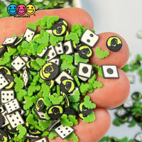 Green Ghost Bat & Dice Halloween Mix Fimo Fake Polymer Clay Sprinkles Jimmies Funfetti Sprinkle