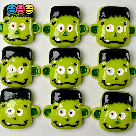Green Monster Halloween Frankenstein Slime Charm Flat Back Cabochons Decoden Fake Bake 10 Pcs