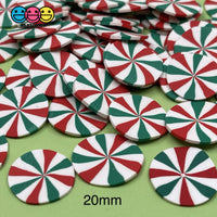 Peppermint Swirl Green Red Spiral Christmas Clay Fimo Slices Mix Decoden Jimmies 5Mm 20 Mm / 100