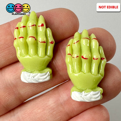 Green Zombie Hands Charm Plastic Party Favors Halloween Cabochons 10 Pcs Playcode3 Llc