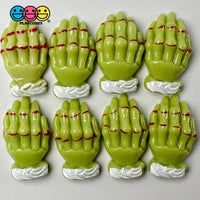 Green Zombie Hands Charm Plastic Party Favors Halloween Cabochons 10 Pcs Playcode3 Llc