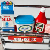 Grocery Items Set Milk Yogurt Ketchup Ice Cream Miniature Charms Cabochon Dollhouse 5 Pcs Charm
