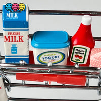 Grocery Items Set Milk Yogurt Ketchup Ice Cream Miniature Charms Cabochon Dollhouse 5 Pcs Charm