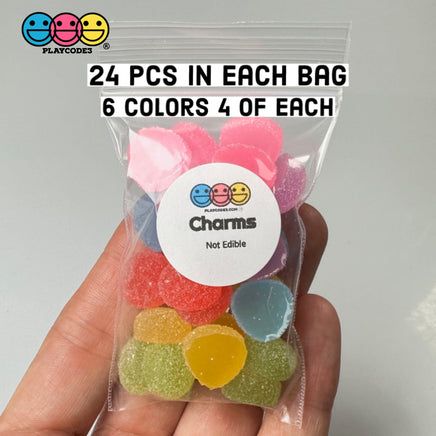 Gumdrops Sugar Coated Gummy Fake Candy Gum Drops 6 Colors Realistic Charms Candies 24 Pcs Food