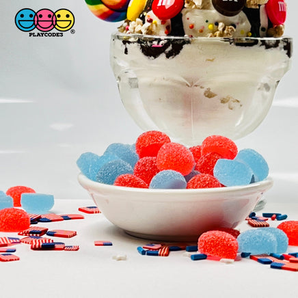 Gumdrops Sugar Coated Gummy 4Th Of July Faux Candy Gum Drops Red Blue Realistic Candies 20 Pcs Fake