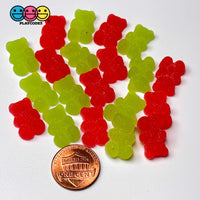 Gummy Bears Red Green Christmas Theme Candy Charms Sugar Coated Flatback Charm 20 Pcs