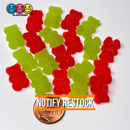 Gummy Bears Red Green Christmas Theme Candy Charms Sugar Coated Flatback Charm 20 Pcs