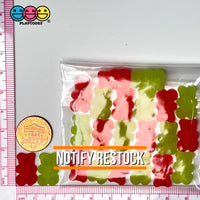 Gummy Bears Red Green Christmas Theme Candy Charms Sugar Coated Flatback Charm 20 Pcs