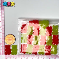 Gummy Bears Red Green Christmas Theme Candy Charms Sugar Coated Flatback Charm 20 Pcs