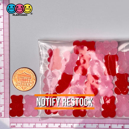 Gummy Bears Red Pink Valentines Day Theme Candy Charms Sugar Coated Flatback Charm 20 Pcs