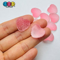 Gummy Translucent Pink Hearts Valentine’s Day Flatback Cabochons Decoden Charm 10 Pcs